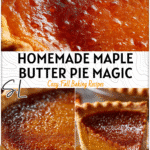 Close-up of a classic Maple Butter Pie with glossy filling and a crisp golden crust.